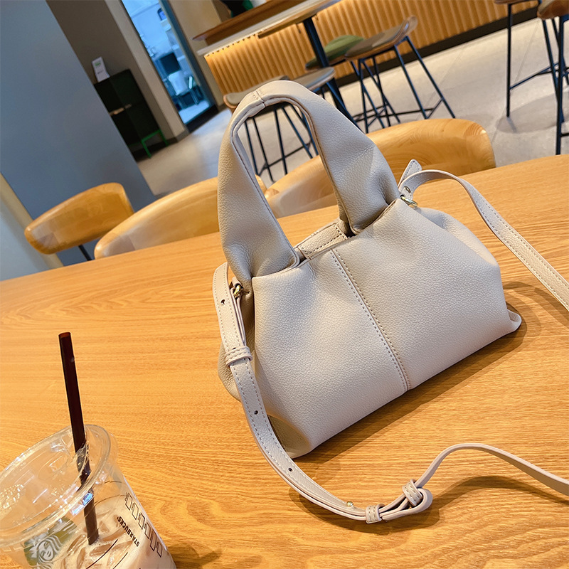 French niche brand 2025 new versatile solid color lunch box fashion handbag shoulder crossbody bag for women