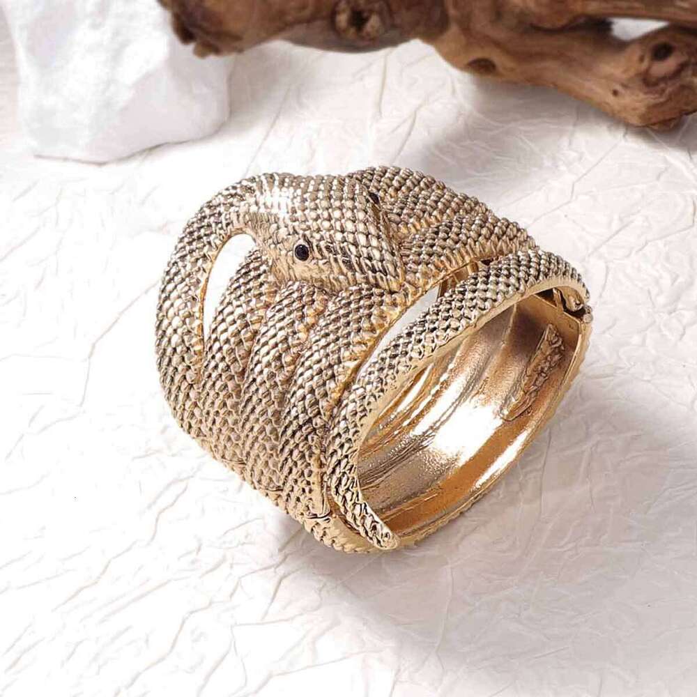 Vintage Elegant Heavy Duty Zinc Alloy Animal Wide Snake Bracelet - Stylish & Versatile Women's Casual Accessory