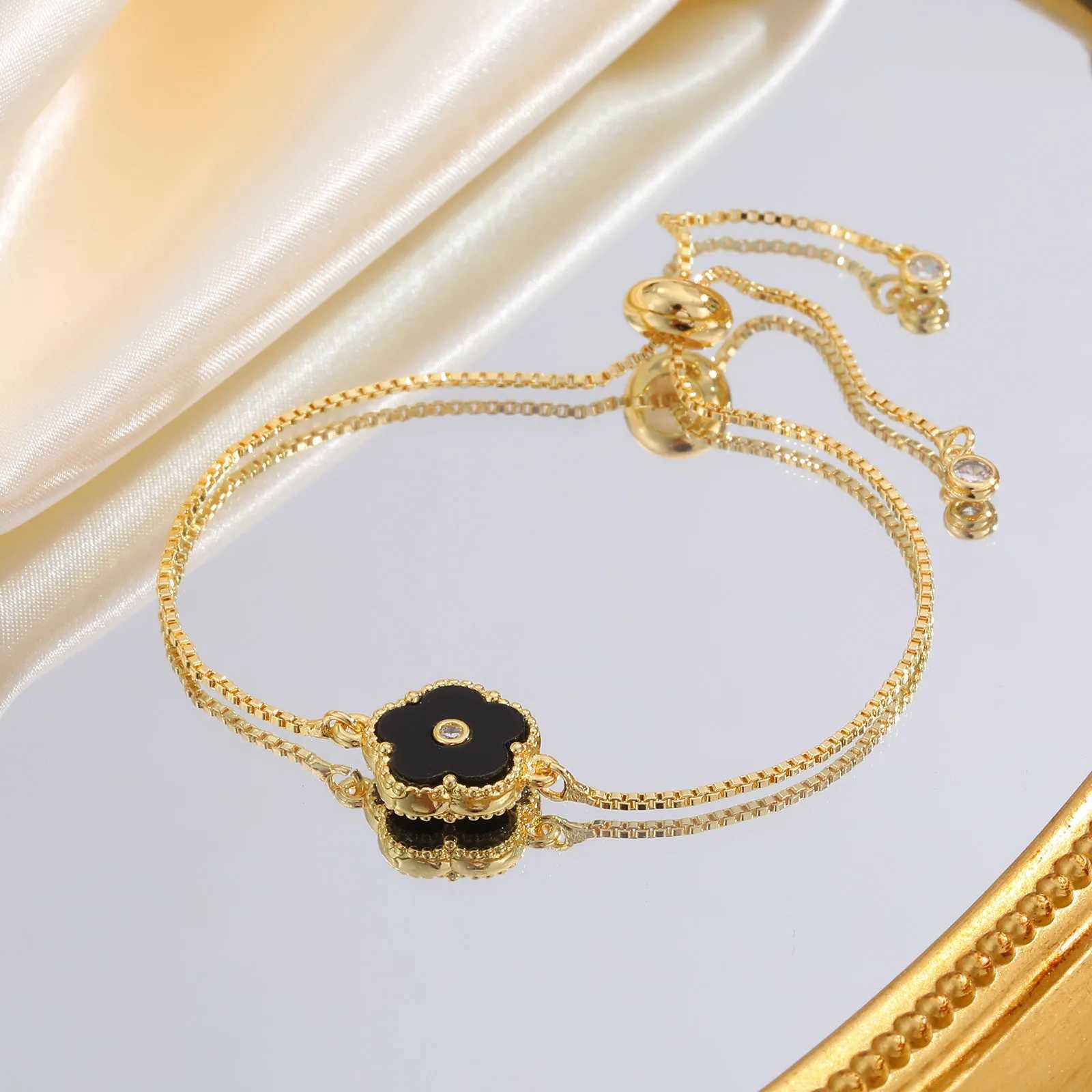 Prjewel Dainty Lucky Charm Bracelet Elegant Jewelry StainlESS Steel Colored Wer Wristband Zircon Tail Chain BraceletT250331