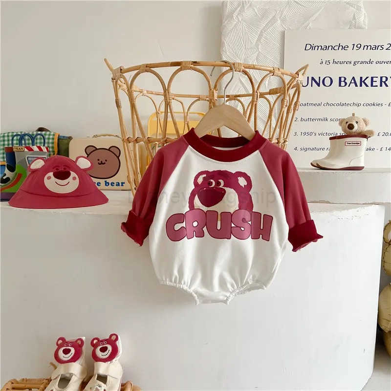 DisneyBear Cute Baby Boy Girl Triangle Climbing Clothes Spring Autumn Newborn Jumpsuit Toddler Costume Cotton Disney Babies BodysuitsXJ250331