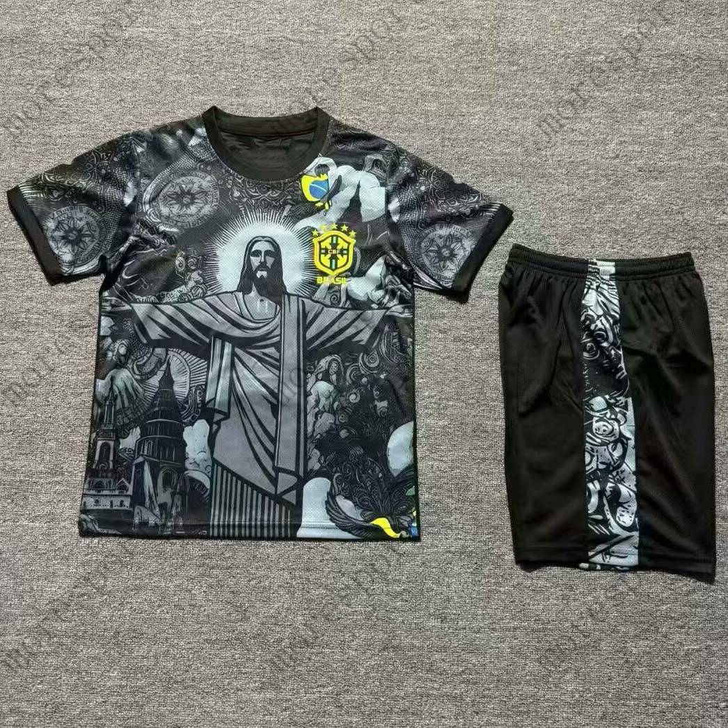 bRAZIlS kids boy children soccer jerseys Christ the Redeemer Kit Special concept RICHARLISON NEYMAR shirt RAPHINHA G. JESUS VINI JR RODRYGO Kids Kit Football Uniform