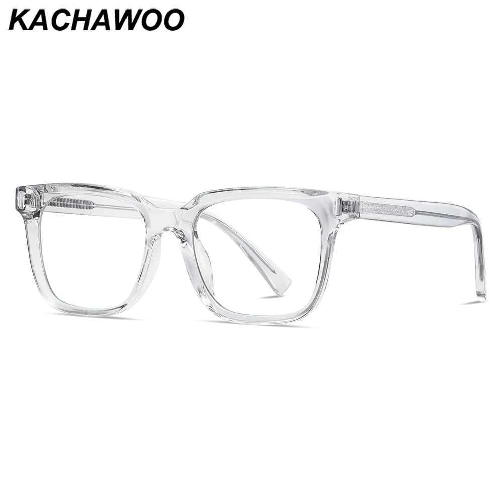 New Arrival Kachawoo Anti Blue Light Glasses TR90 Acetate Mens Square Glasses Frame Suitable for Female Trends Koren Style Neutral Transparent Grey Z2