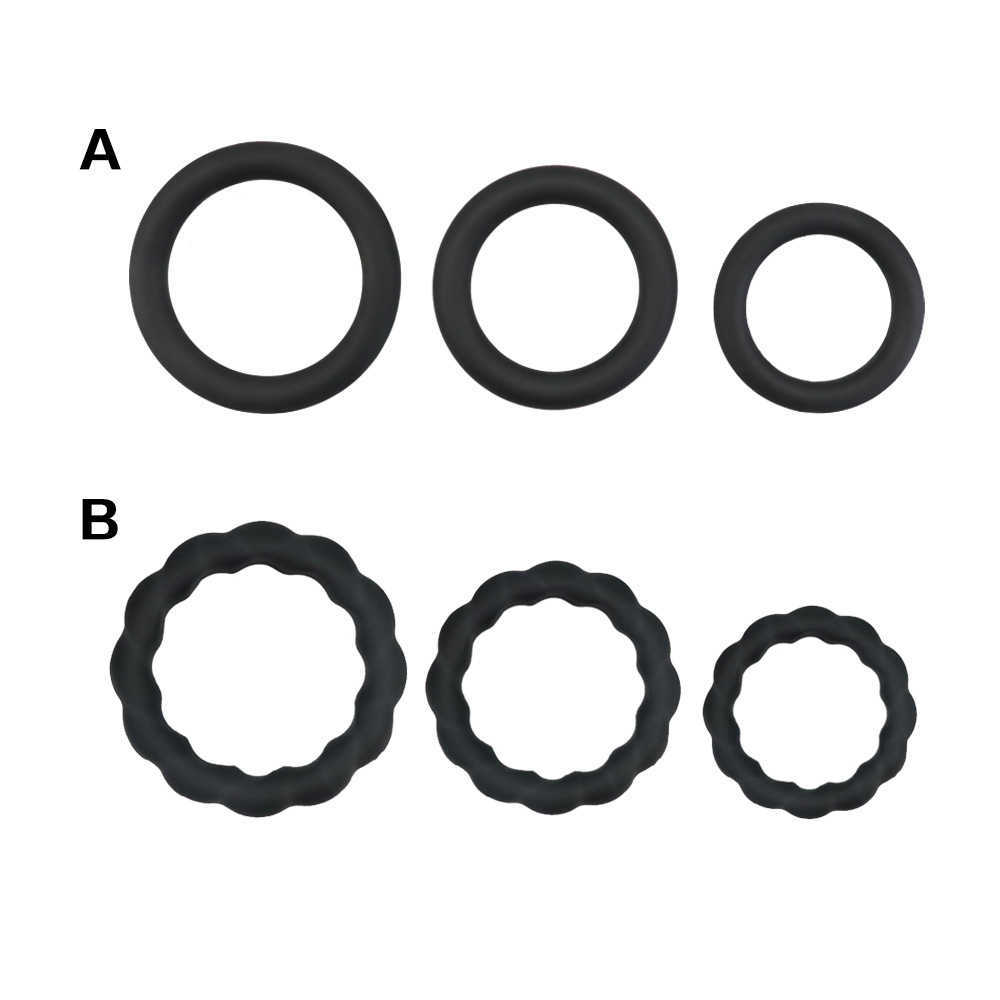 Adult products silicone seminal ring three piece set mens penis delay ring Leya
