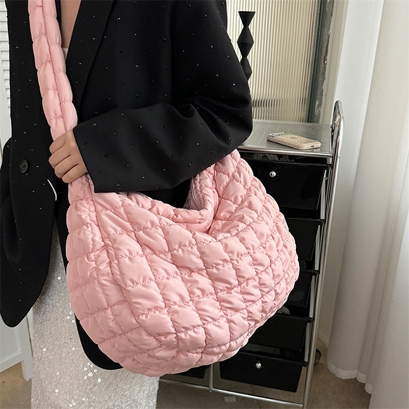 Padding Quilted Tote Bag Quilted Large Capacity Puffer Tote Bag Lightweight Solid Color Crossbody Purse Women Girls 250328