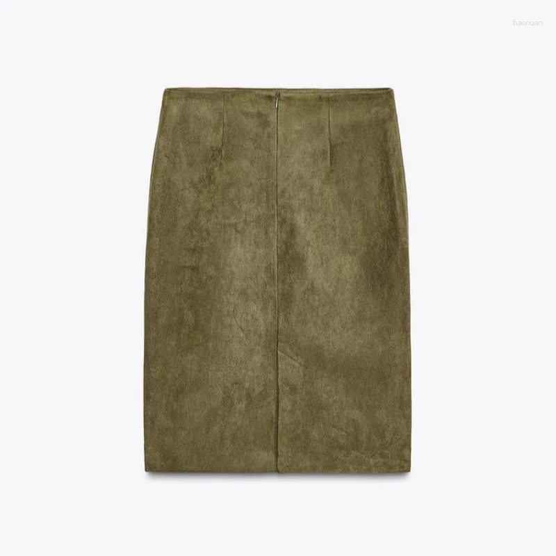 Lanjia- Women's Jackets Brown Green Suede Jacket Women Lapel Zipper Long Sleeve Pockets Bomber Coat 2025 Spring Autumn Lady Loose Motorcycle 150F