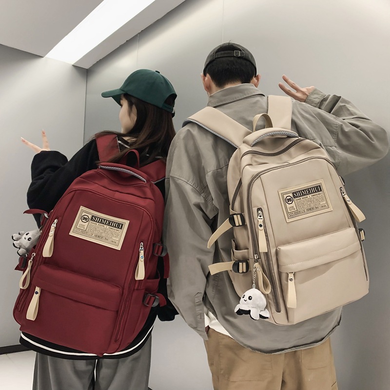 Spring summer simple travel backpack Computer backpack leisure solid color high school backpack large capacity