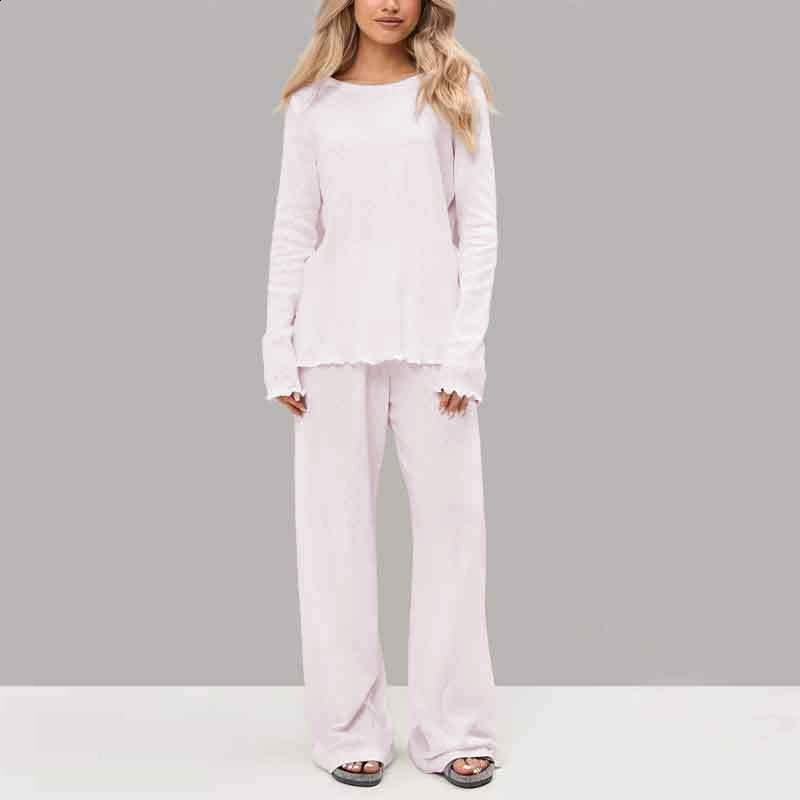 Pajamas for women in spring and autumn thin fashion pure cotton home clothes new long sleeved and long pants set 210907
