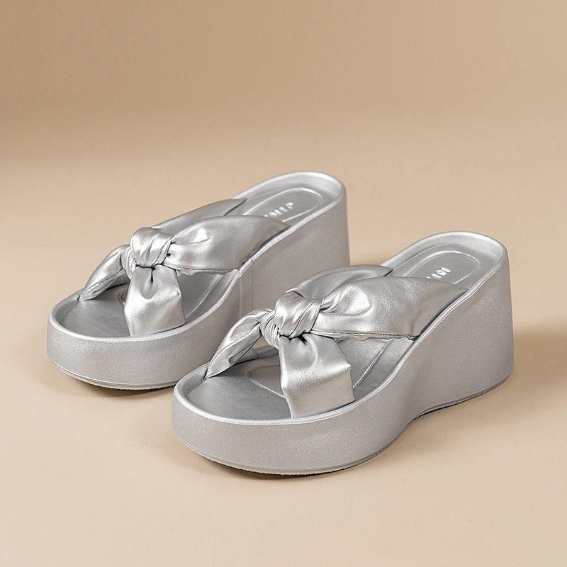 free Shipping Designer Thick soled slippers One word cool slippers Slope heel sandals High-heeled sandals 2025 hot