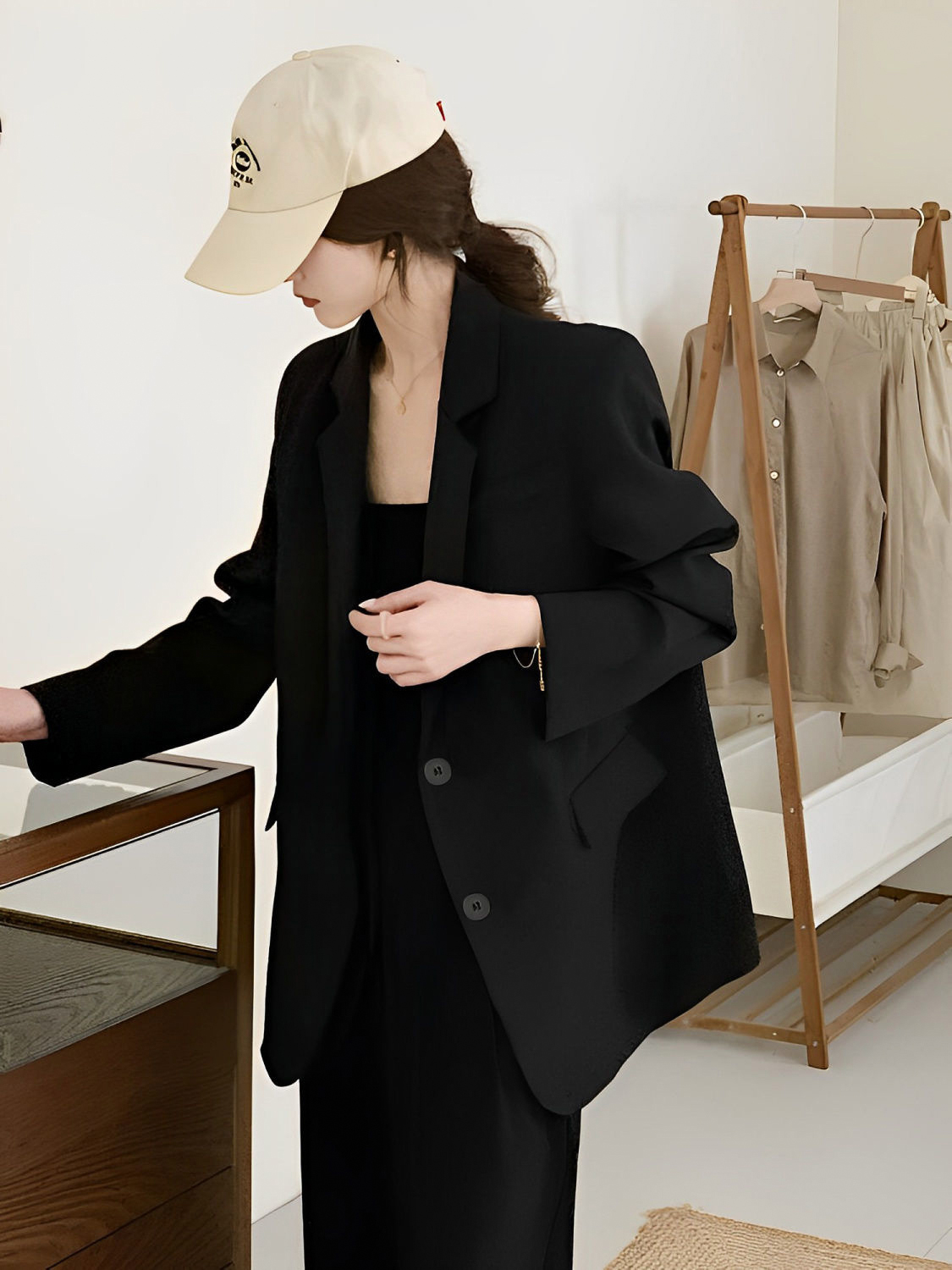 X3301Chic Seasonal Street-Rock Suiting Collection Comfortable Loose Cut, Modern Elegance