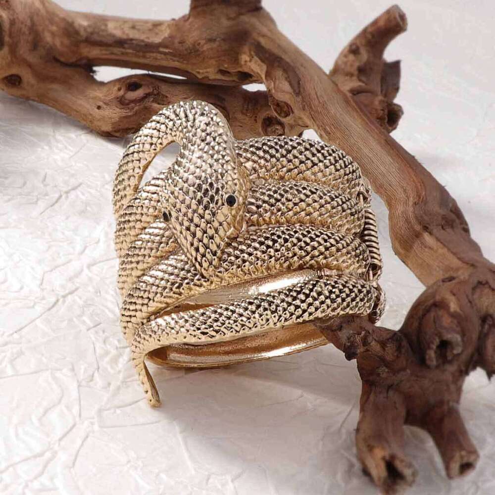 Vintage Elegant Heavy Duty Zinc Alloy Animal Wide Snake Bracelet - Stylish & Versatile Women's Casual Accessory