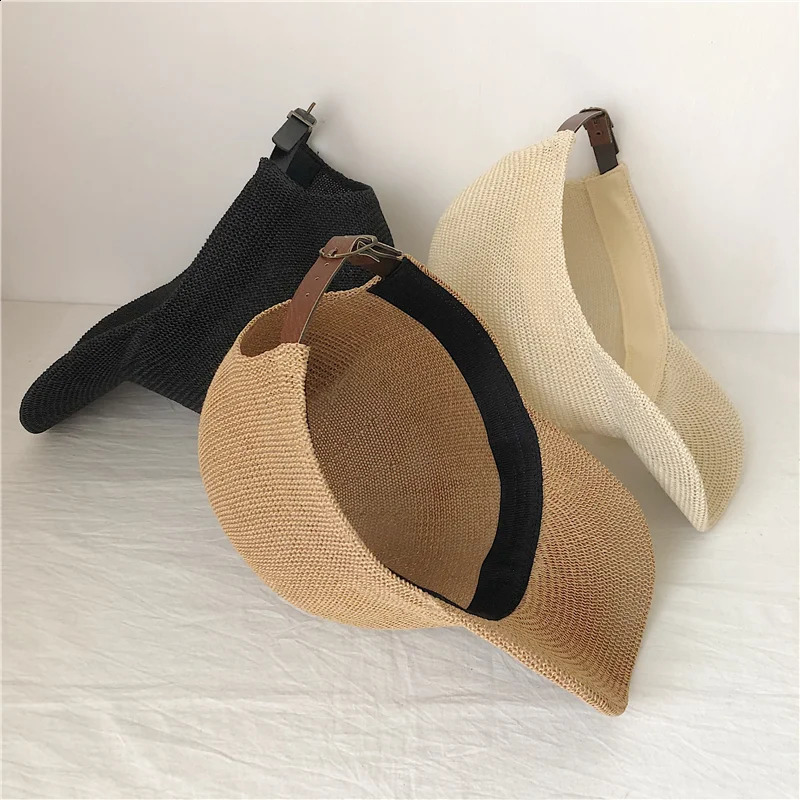Summer Breathable Straw Baseball Cap Men Outdoor Paper Sun Hats Women Solid Color Adjustable Shade Beach Hats Wholesale 250324