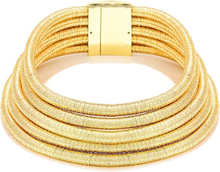 African Choker Necklace Gold Rope Weave Collar Layered Boho Tribal Chokers Multilayer Statement Party Jewelry Accessories for Women
