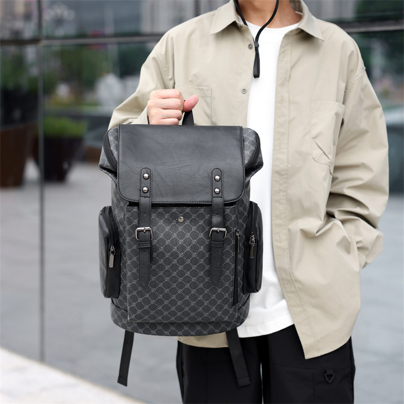 Hot selling new backpack men's casual print texture business computer bag color travel backpack