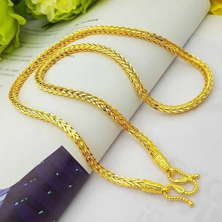 High quty pure gold 999 necklace dineering 24K real gold snake bone necklace mens dragon bone snake bone necklaceC250331