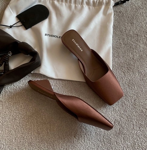 Women's Mid-Low Heel Closed Square Toe Mules Slip On Backless Pumps Kitten Heels Comfortable Casual #ddmypanda