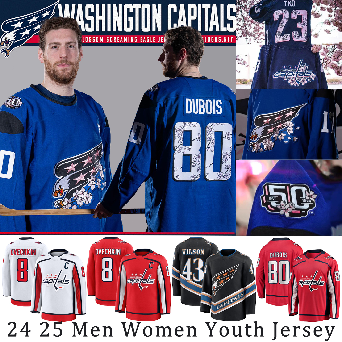 8 Alex Ovechkin washingtons hockey jersey capital jersey DylanS Strome TJ Oshie Tom WilsonS Aliaksei Protas Charlie Lindgren McMichael Nicklas Backstrom jerseys