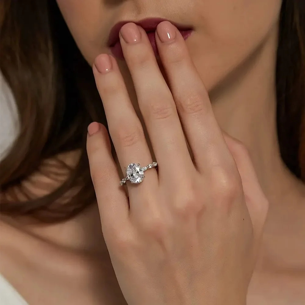 Trumium 925 sterling silver ring with oval cut cubic zirconia engagement ring promises free engraving for women 250328
