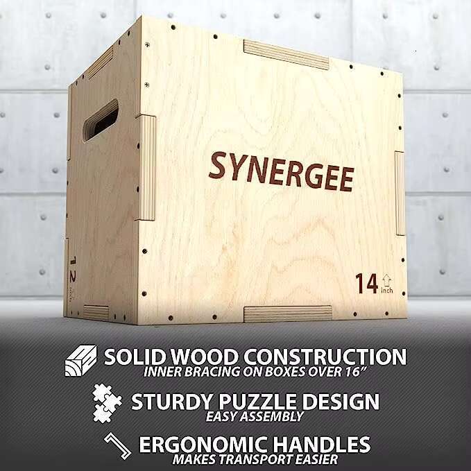 Synergee 3-in-1 plymetric training and adjustment wooden plyo box for jumping practice