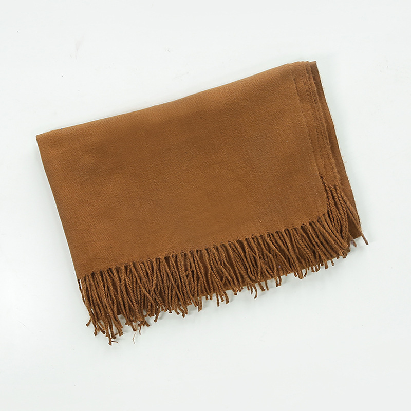 K269 Pure color imitation cashmere scarf for women 220g autumn and winter hot style thorn wool single color warm travel shawl foreign trade long scarf