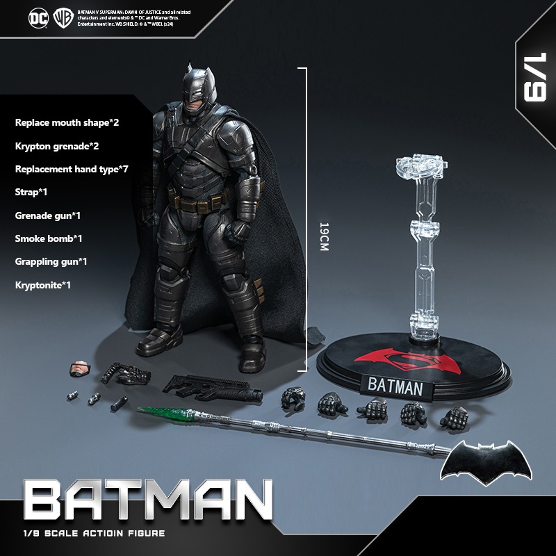 Action Figures Toy DC Batman Fondjoy Batman Movie Character Model Light Armor Big Batman 1/9 Authentic Action Figures 19cm Collect Ornaments Gifts for