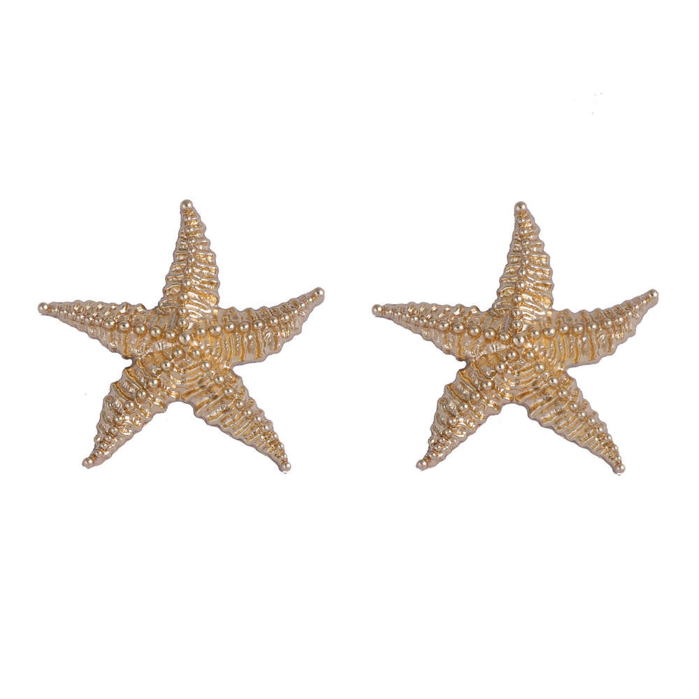 Light Luxury Exquisite Textured Alloy Starfish Earrings - Summer Ocean Vacation Style for Women