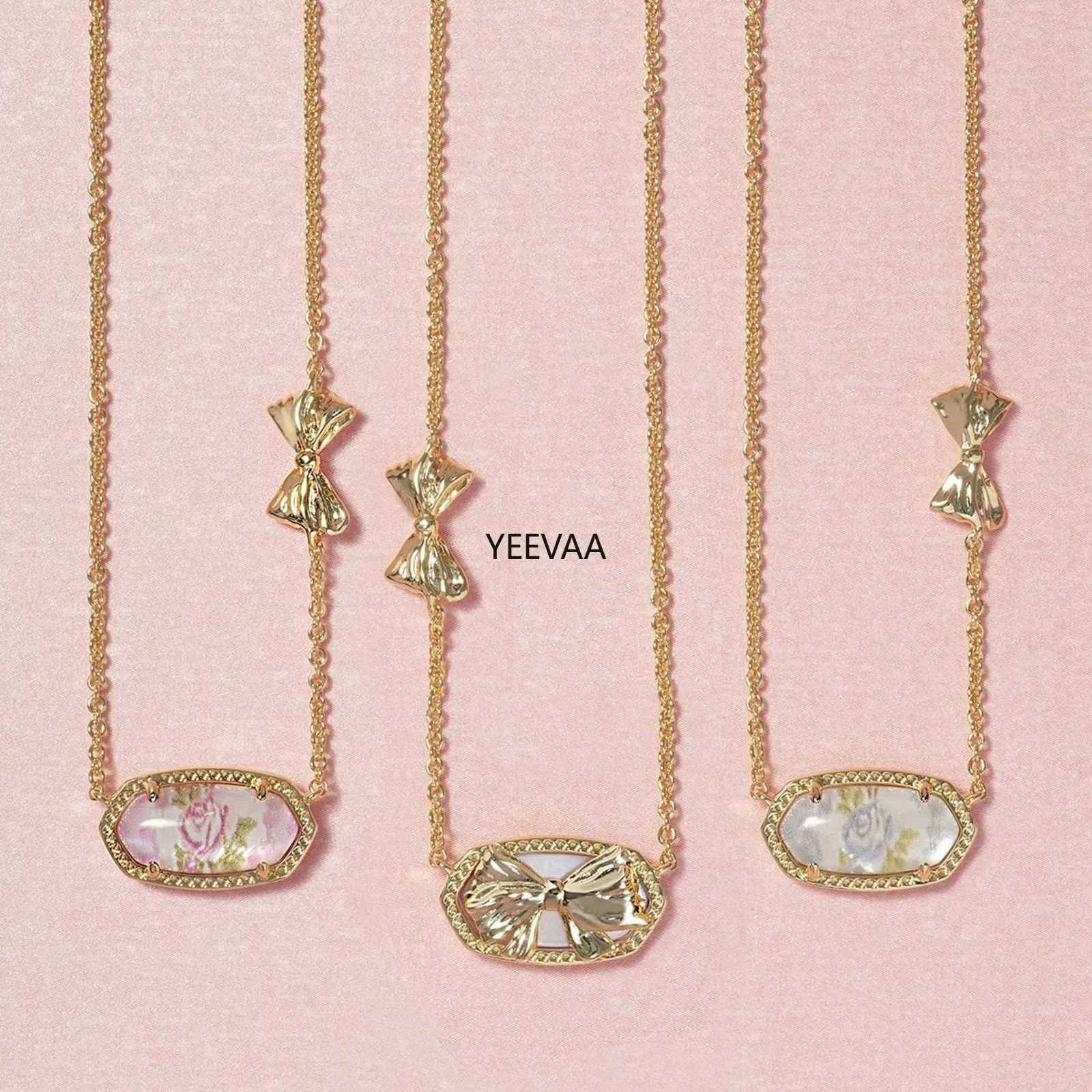 YEEVAA Love Shack Fancy Bow Blooming Inheritance Fantasy Necklace Suitable for Women Fashion Jewelry Unique GiftsT250331