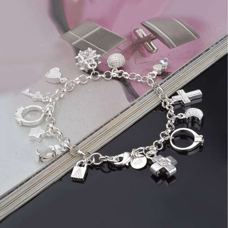 13 pendant bracelets, ladies' gift bracelets and bracelet jewelry, sier