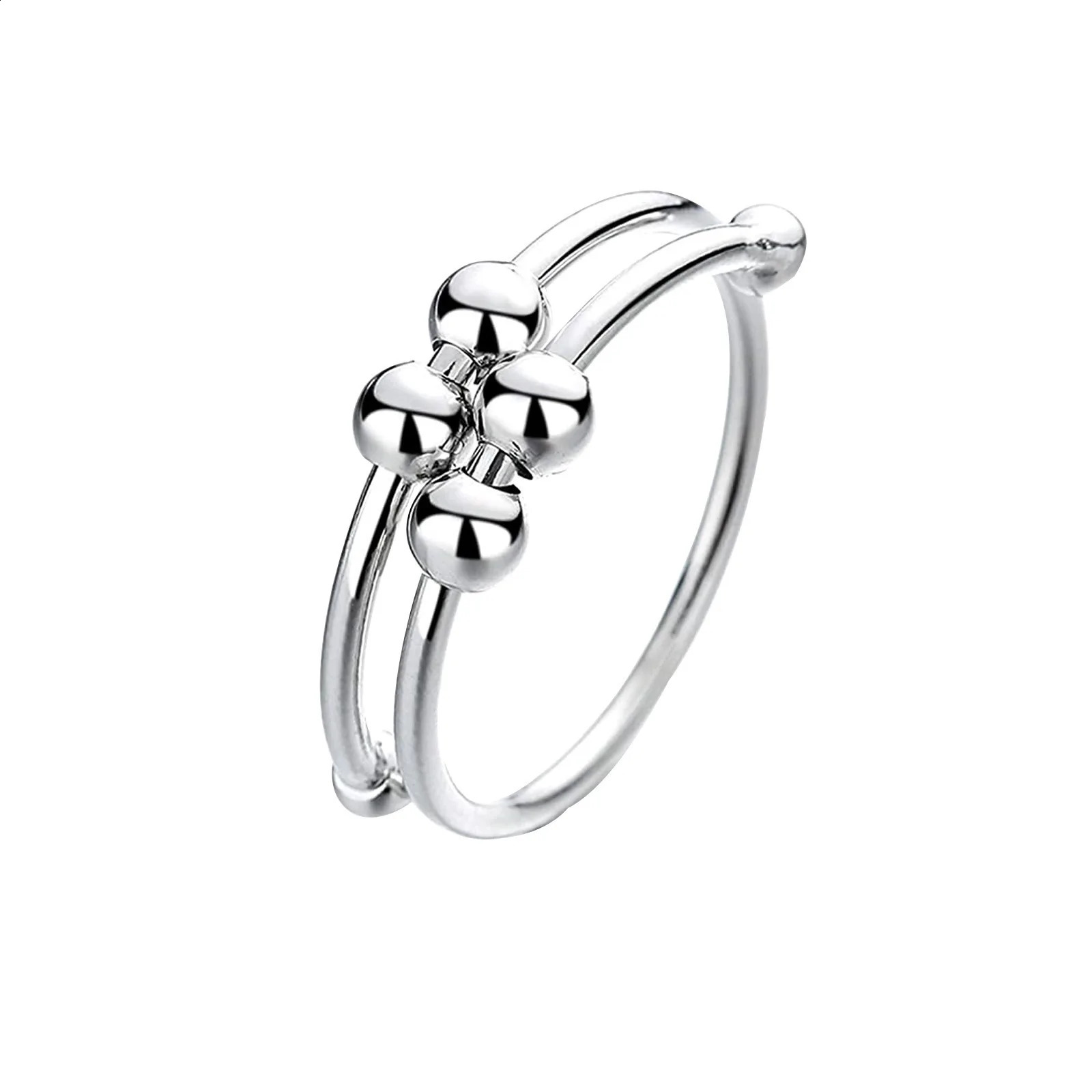 Punk Anxiety Ring Mens Spiral Fidget Bead Beautiful Trend Jewelry Rotating Pressure Free Stainless Steel Gift 250326