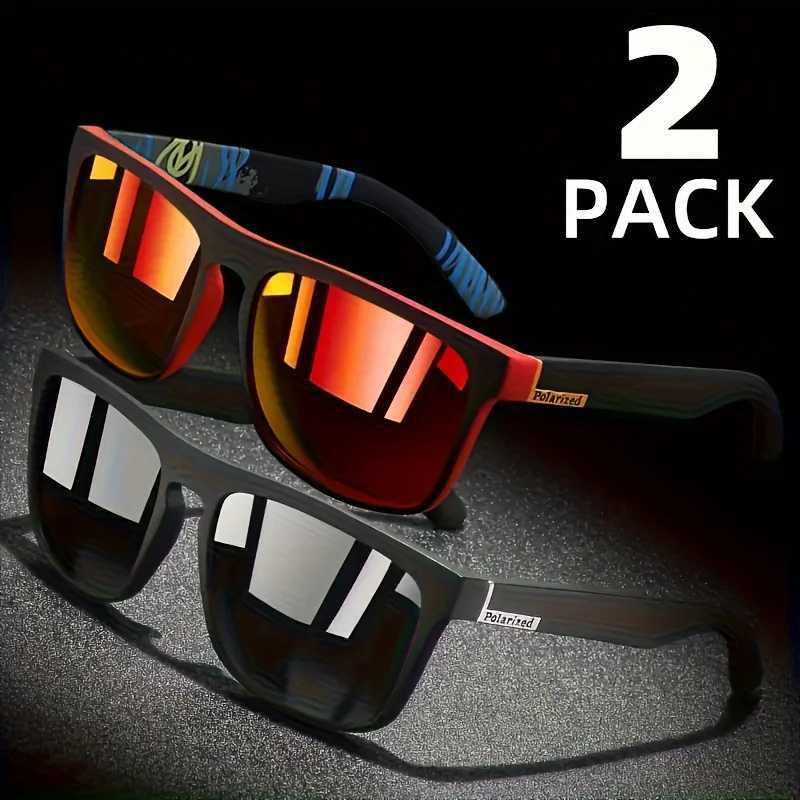 2pcs Square Polarized Sunglasses Anti-Glare Sunglasses for Summer Party Vacation Travel Driving Fishing W250709