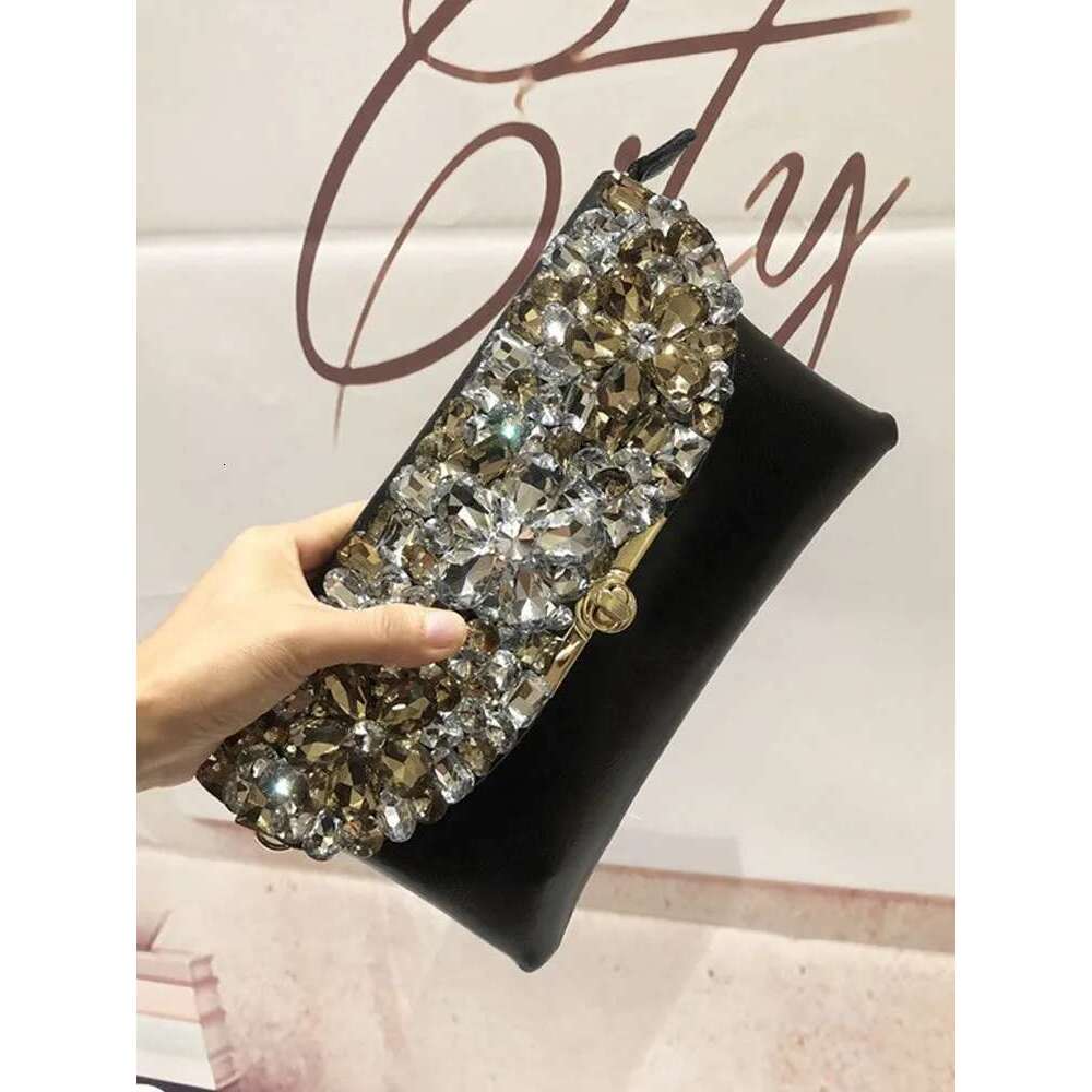 Women's Bags Cow Split Leather Clutch Women Shiny Dias Handbag Flap Crossbody Envelope Messenger Party Crystal Sg Shoulder Bag
