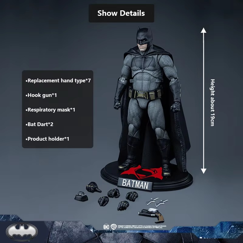Action Figures Toy Fondjoy DC Batman Batman Movie Character Model Authentic DC Batman Limited Head Sculpt Action Figures 19cm Collect Ornaments Boys B