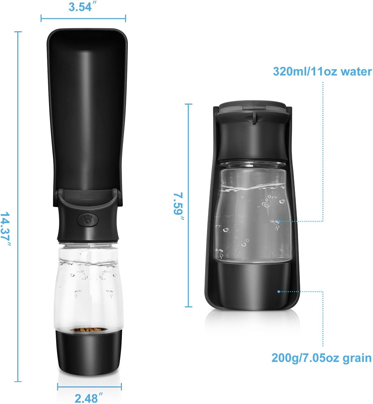 Dog Water Bottle with Food Container - Foldable Portable Puppy Travel Water Dispenser, Leak Proof Dog Water Bowl Summer Accessories for Pet Outdoor Wa - view 8