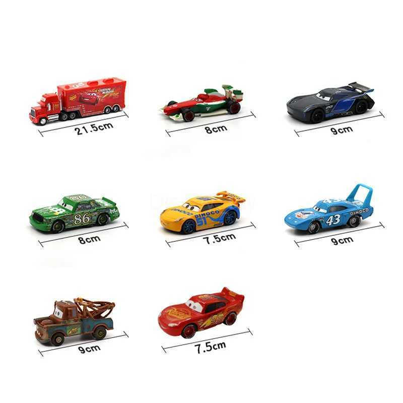 Disney Pixar Car 3 Metal Die Casting Lighting McQueen Mother Champion Car Model Toy Set Jackson Uncle Truck Boy Birthday Toy Y240331
