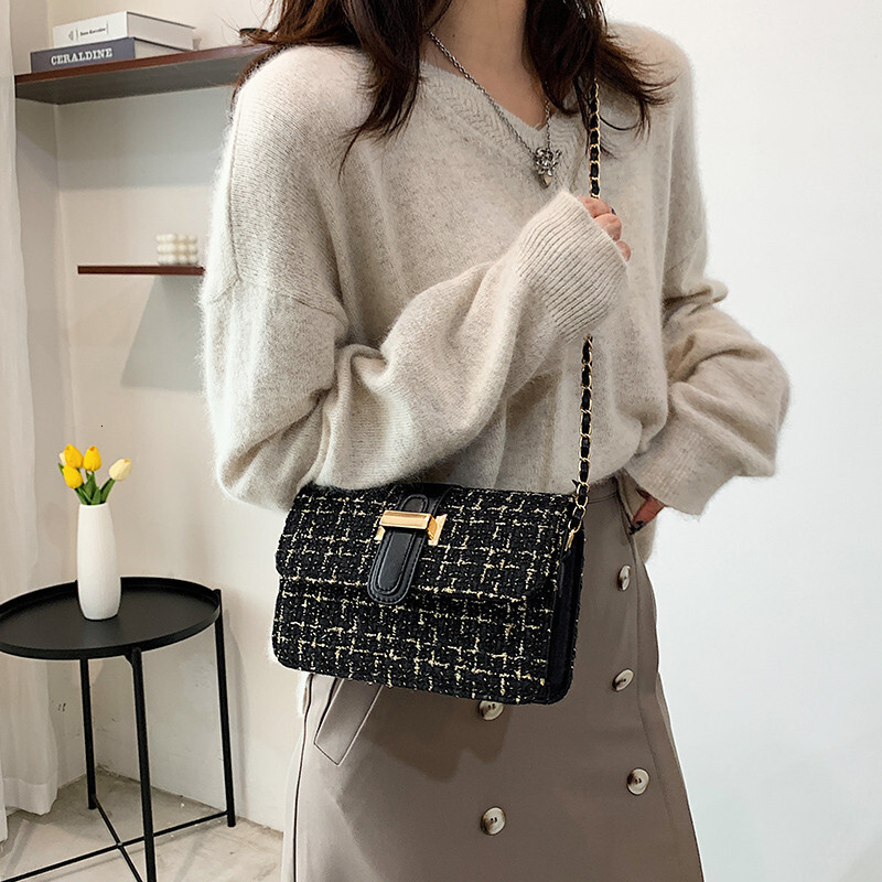 2025S New Model Texture Spring New Trendy Korean Edition Woven Grid Small Square Fashion Women S Single Shoulder Crossbody Bag