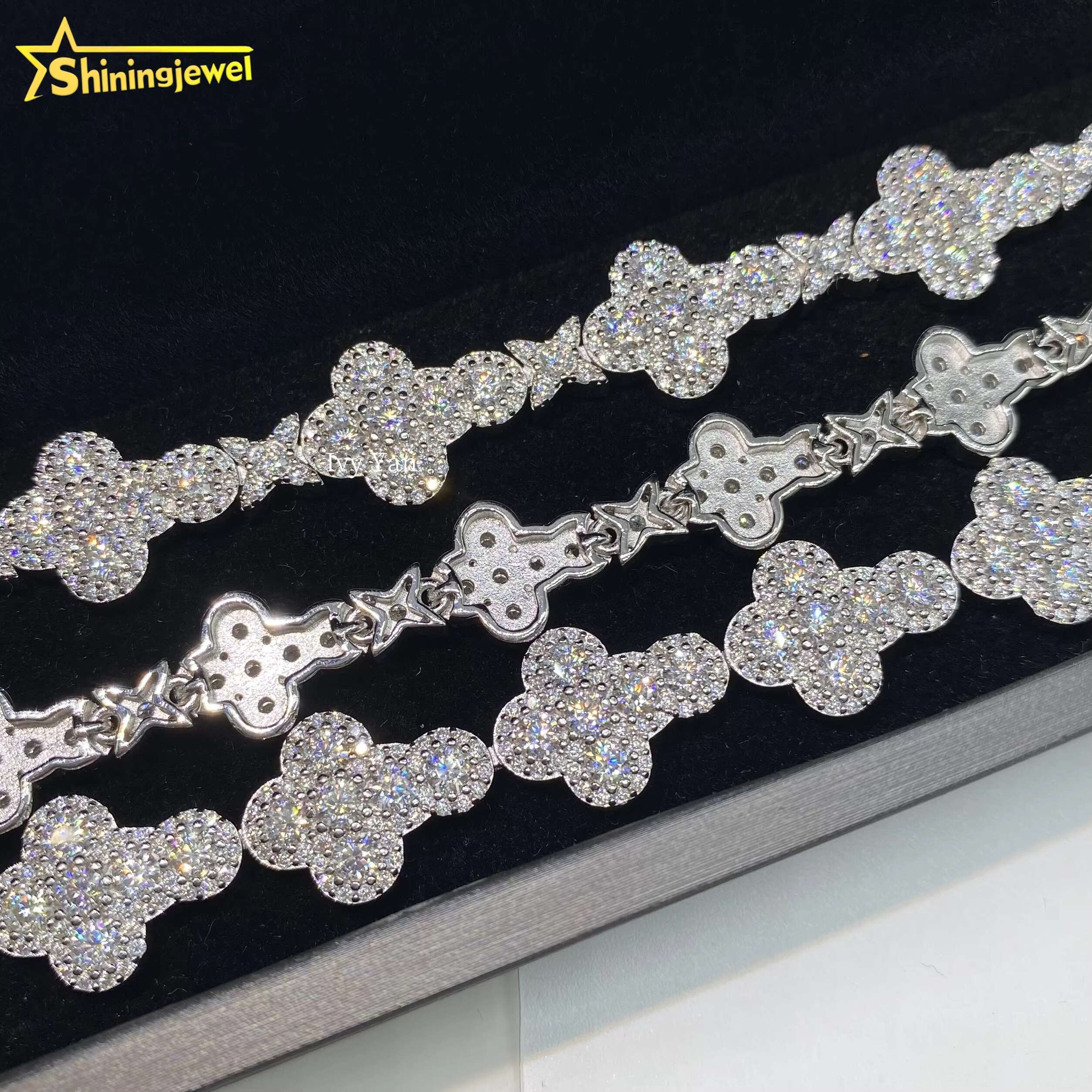 GRA Certificate Iced Out Custotm VVS Moissanite Diamond 925 Silver Hip Hop Jewelry Cross Bracelet Cuban Link Chain Necklace