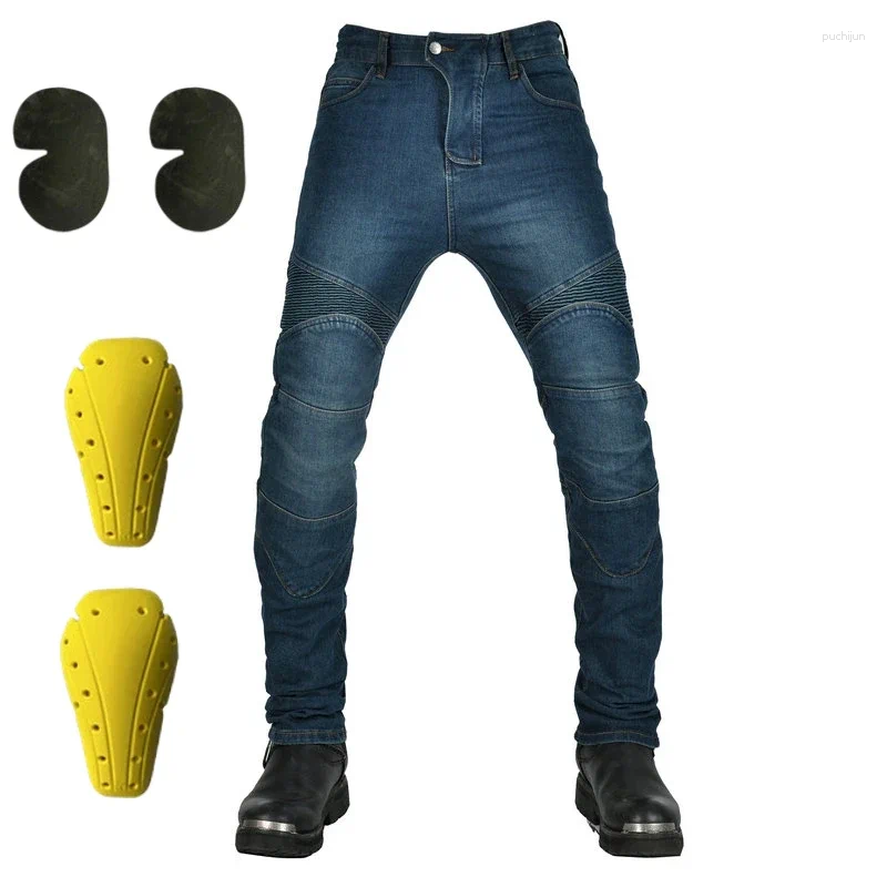 Mens Jeans Motorcycle Riding Pants Anti-Skid Abrasion Resistant All-Weather Classic Fit Race-Ready Biker Gear