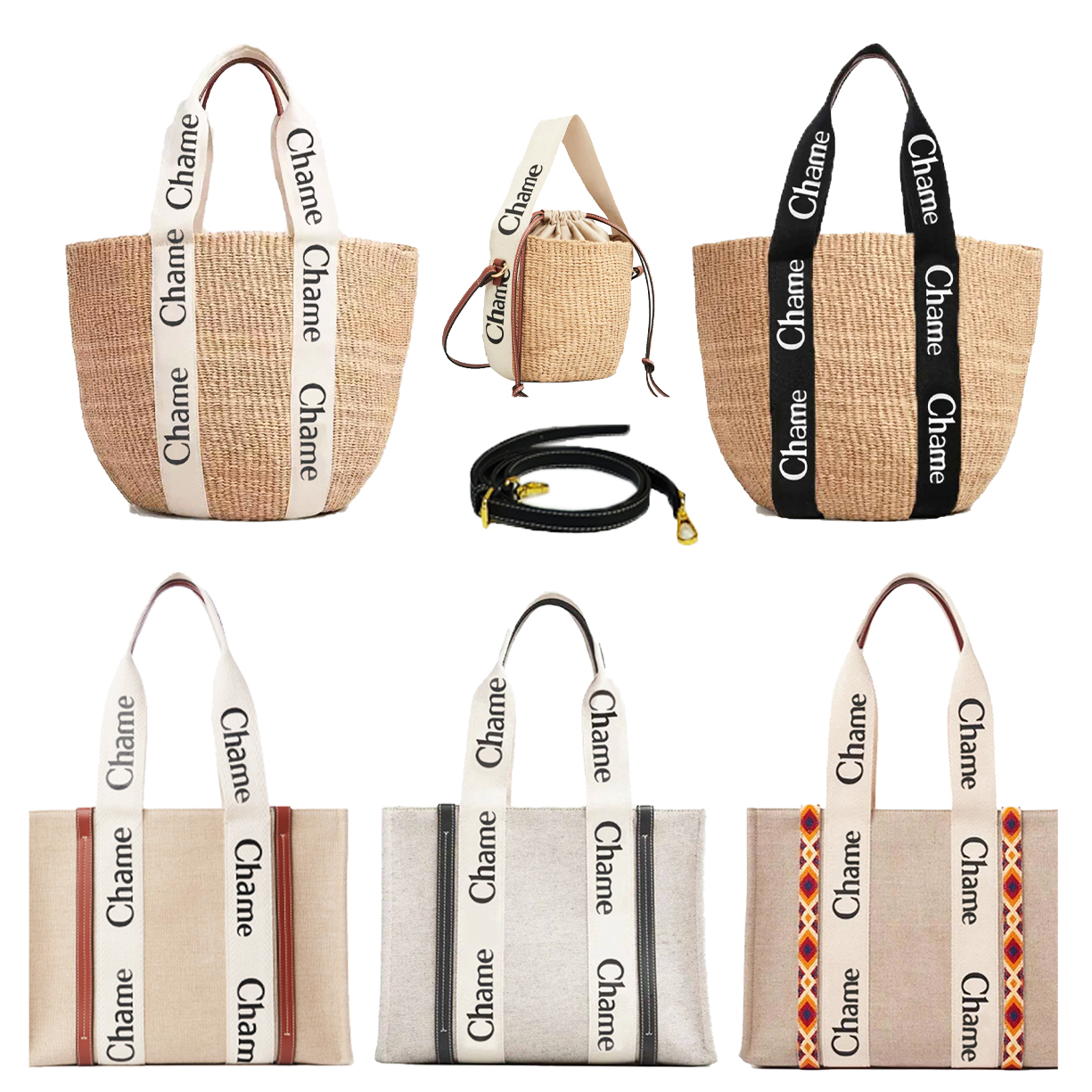 Tote bag Designer bag Luxury High-quality Vegetable Basket Handbag Shoulder bag Canvas Linen Classic Striped Braid Quilted Chain Large Capacity Outdoor Shopping