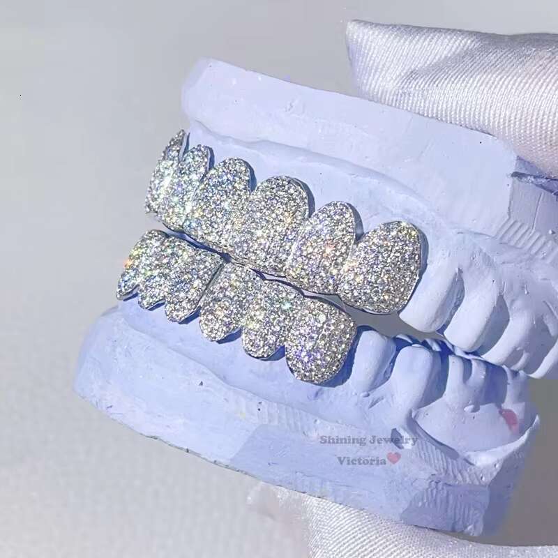 Top 6 Bottom 6 Hop Iced Out VVS Invisible Setting Princess Cut Custom VVS Moissanite Diamond Grillz