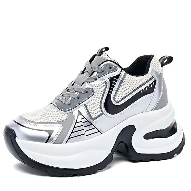 Designer Shoe Mesh Cowhide Leather Summer Sexy Hollow Out Women's Sandals Sloping Heel Thick Sole Height Increasing Sports Shoes Fashionable And 