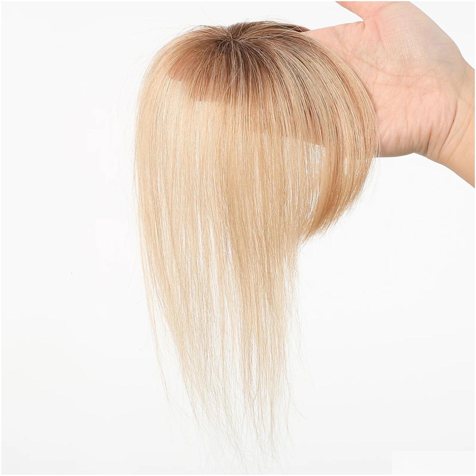 Synthetic Wigs Human Hair Topper With Bangs For Women 3D Wispy Air 100 Remy Loss Natural Appearance 10 Inches 250327 Drop Delivery Pro Ot1Uf