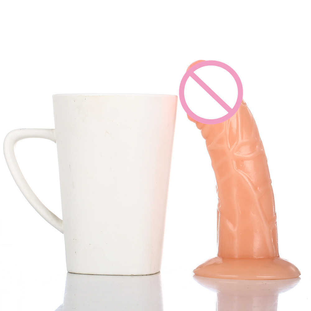 Doon Crystal Small Male Manual Suction Cup Mini Simulation Male Orange Female Masturbation Fake Penis