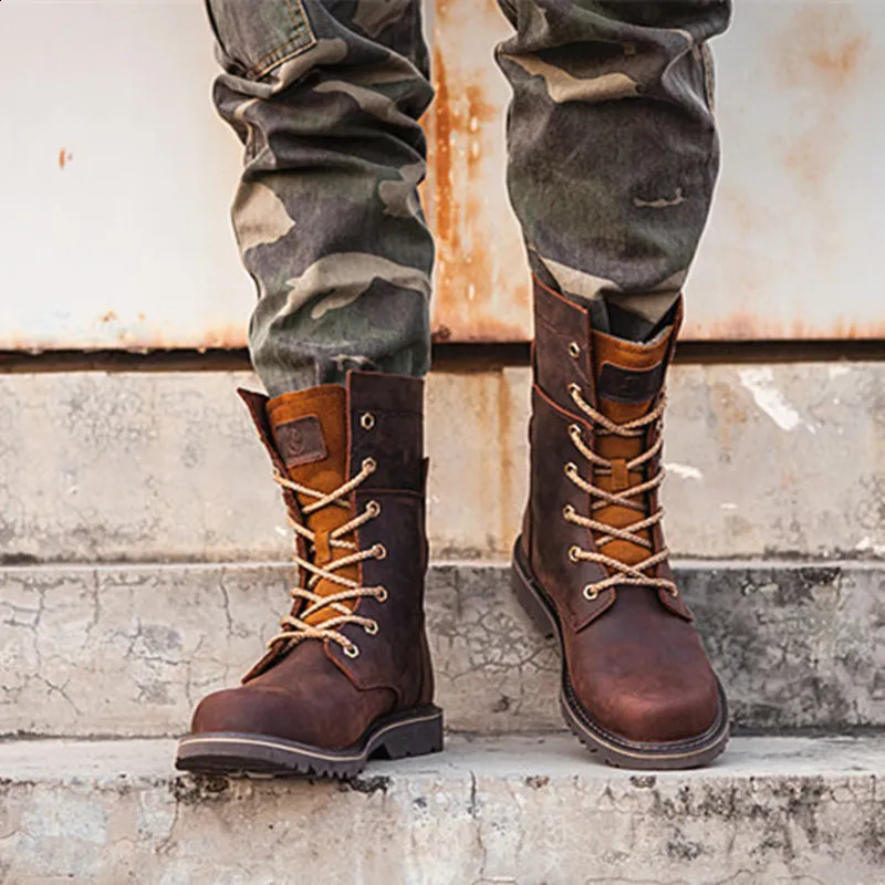 Mens waterproof hunting boots tactical desert combat ankle boots hiking shoes womens work leather walking shoes 250326
