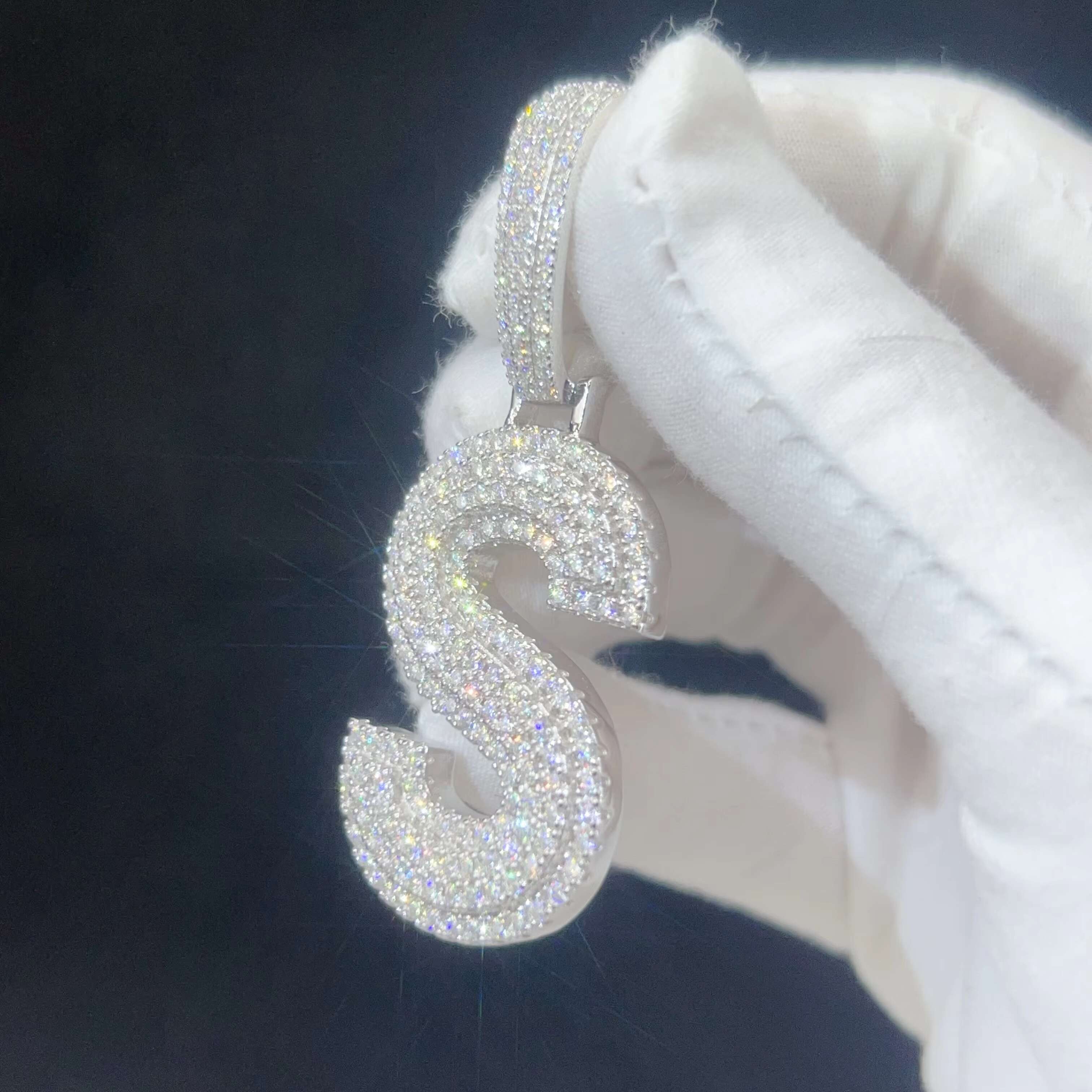 Custom Hip Hop Jewelry Iced Out Jewelry Necklace Fashion Sterling Silver Sets Moissanite Diamond Letter Pendant S