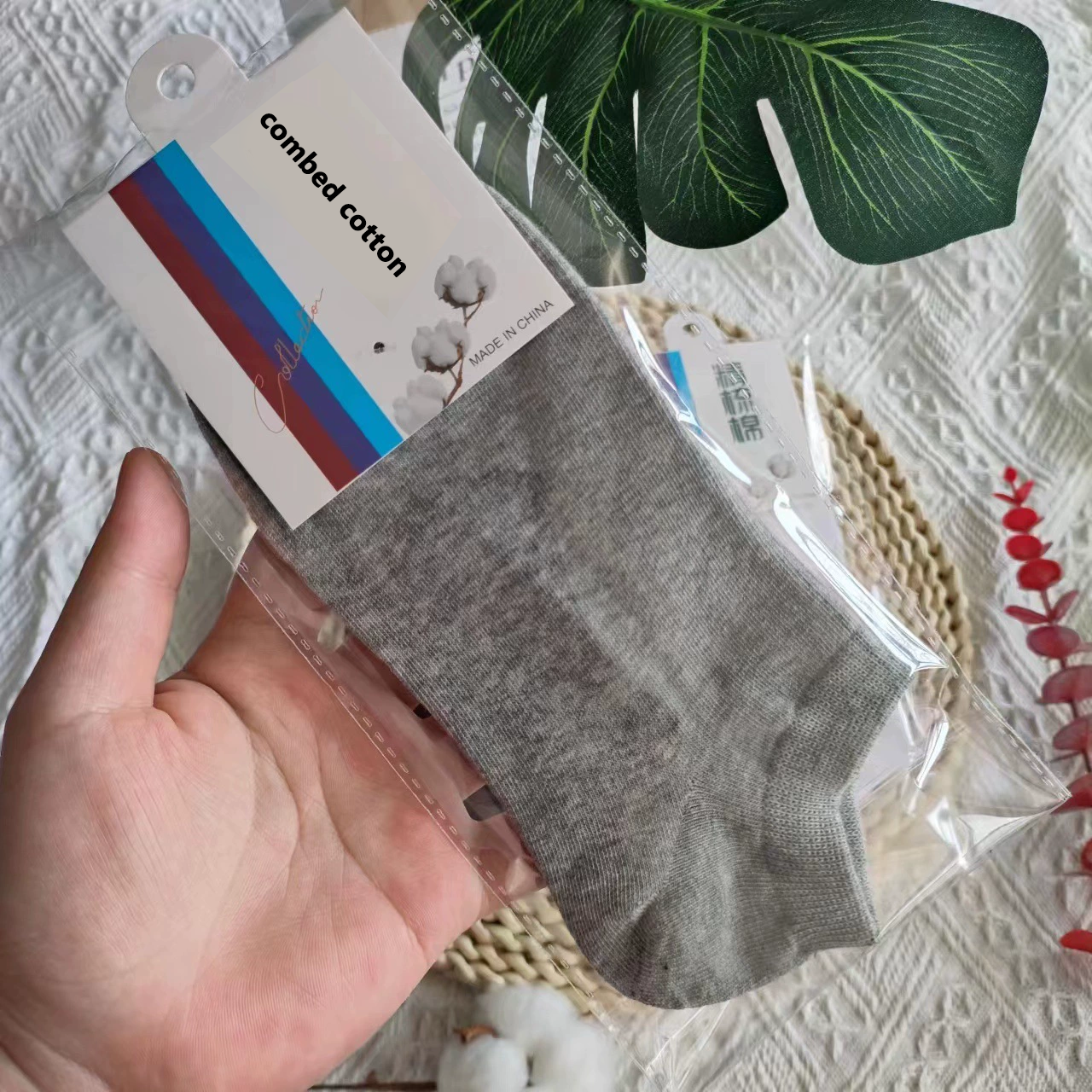 Combed cotton flat solid color socks for high-end people in hot summer areas have a certain anti-odor effect A pack of 10 pairs wholesalers