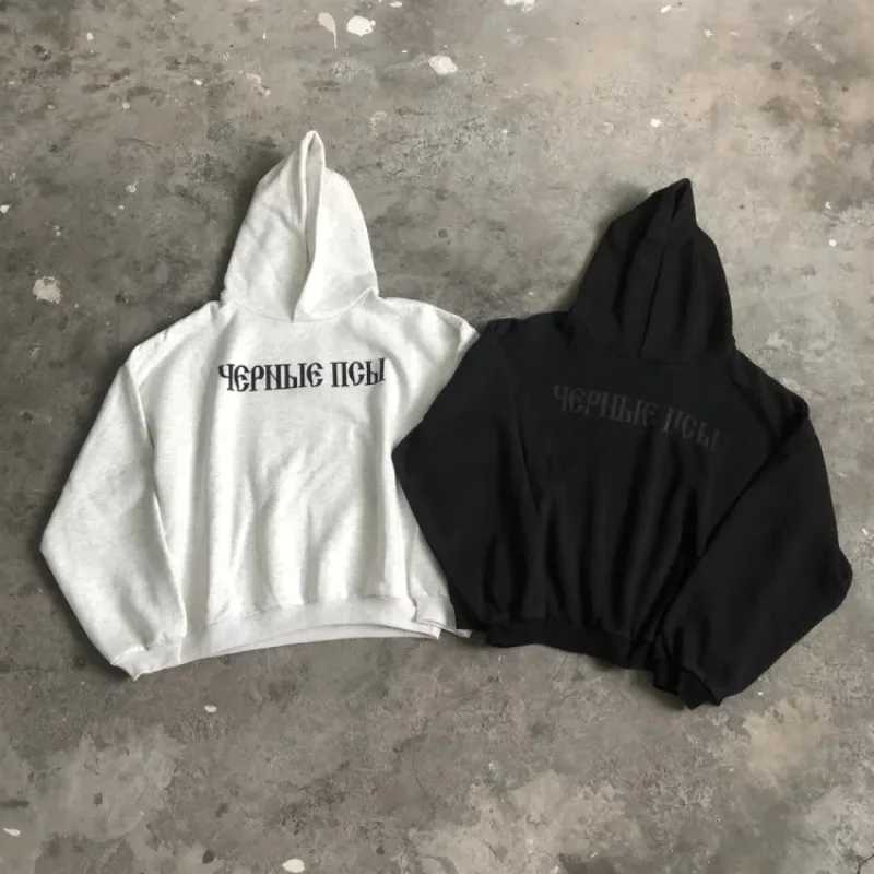 Vintage Ye Vultures album Merch black dog graphic pocket hoodie mens Y2K autumn casual oversized sportswear womens top W250331