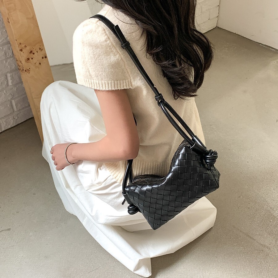 2025 New Braided Designer Bag Women's Single Shoulder Crossbody PU Leather Small Square Bag Commuter Dual Use