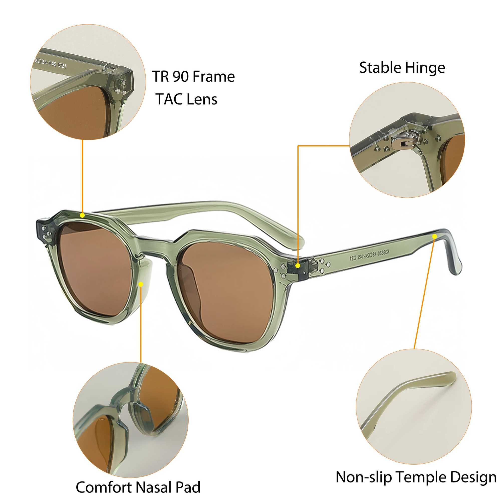 CATERSIDE Retro Polarized Sunglasses Men Ultralight TR90 Frame Polygon Women Sun Glasses Outdoor High Quality Travel EyewearC250411
