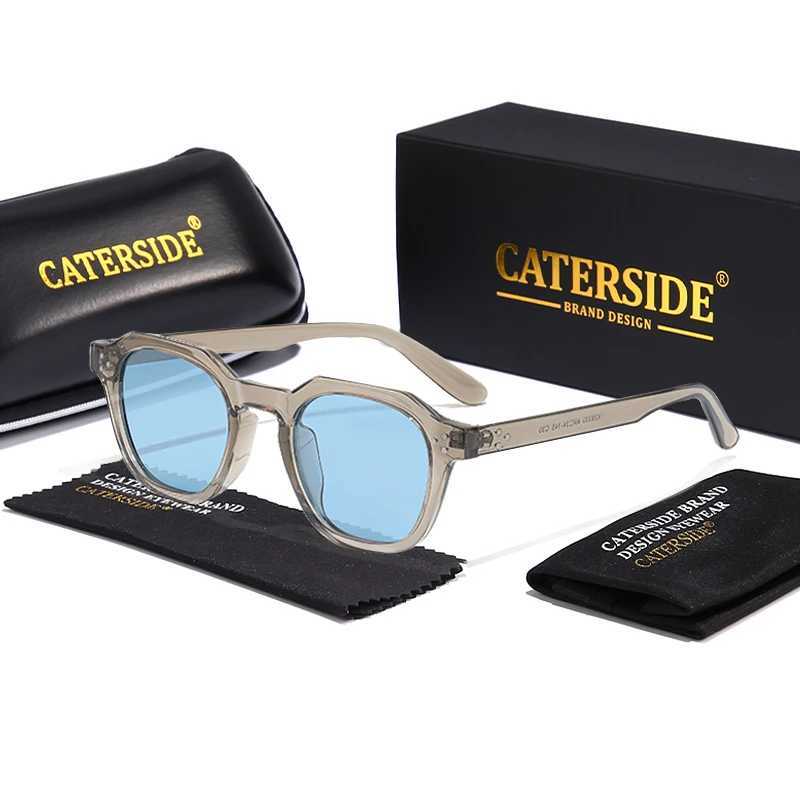 CATERSIDE Retro Polarized Sunglasses Men Ultralight TR90 Frame Polygon Women Sun Glasses Outdoor High Quality Travel EyewearC250411