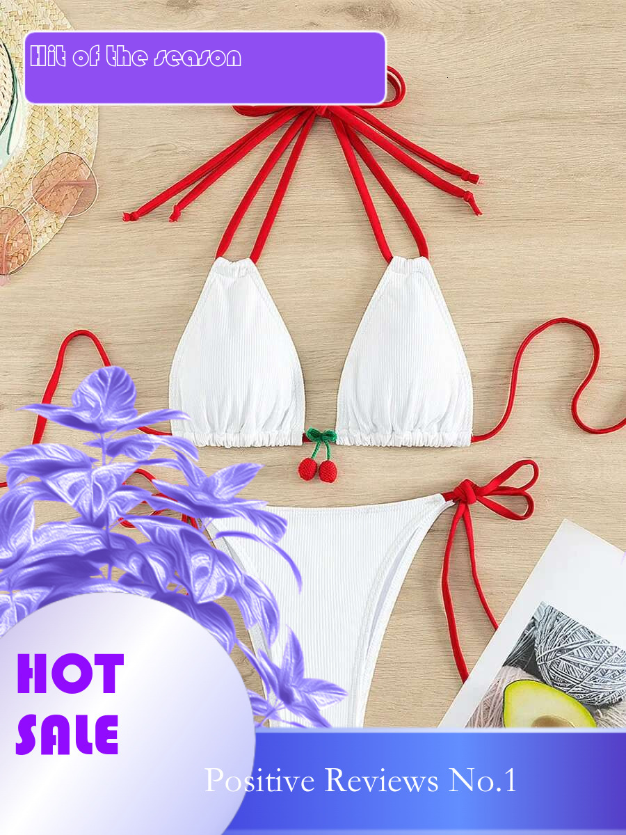 Dongdumaoyi Strawberry Designer Bikini Women Sexy White Contrast Push Up Micro Swimsuit Brazilian Bandage Bathing Suit Thong Swimwear