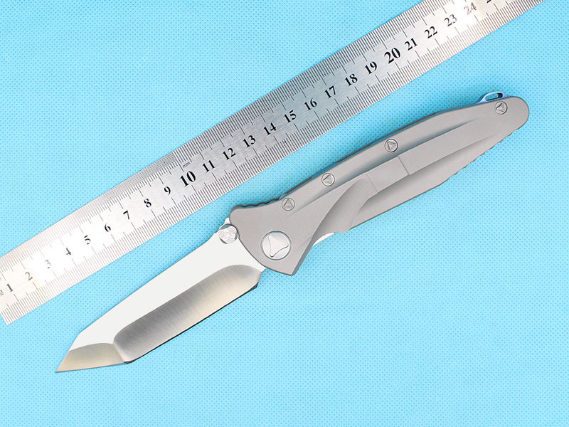 High End Survival Tactical Folding knife D2 Satin Tanto Point Blade TC4 Titanium Alloy Handle Ball Bearing EDC pocket knives With Repair Tool